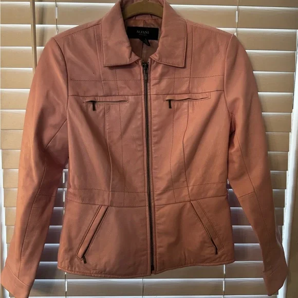 Alfani Blush Pink Leather Zip-Front Jacket Y2K Piece - Picture 13 of 13